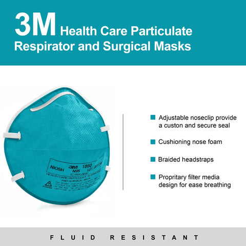 3M 1860 N95 Health Care Surgical Respirator Mask (20 Pack) - ASA TECHMED