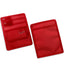  Two Red fabric pouches displayed against a clean white background, showcasing both the front and back views for a clear look at design and detailing