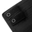 Close-up of a Black fabric with grommets on a white background