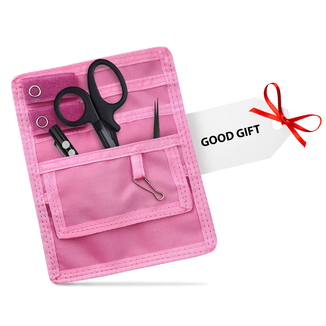 Light Pink tool pouch with scissors, pliers, and a clip, accompanied by a 'Good Gift' tag.