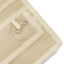 Close-up of a Off White fabric with a metal clip on a white background