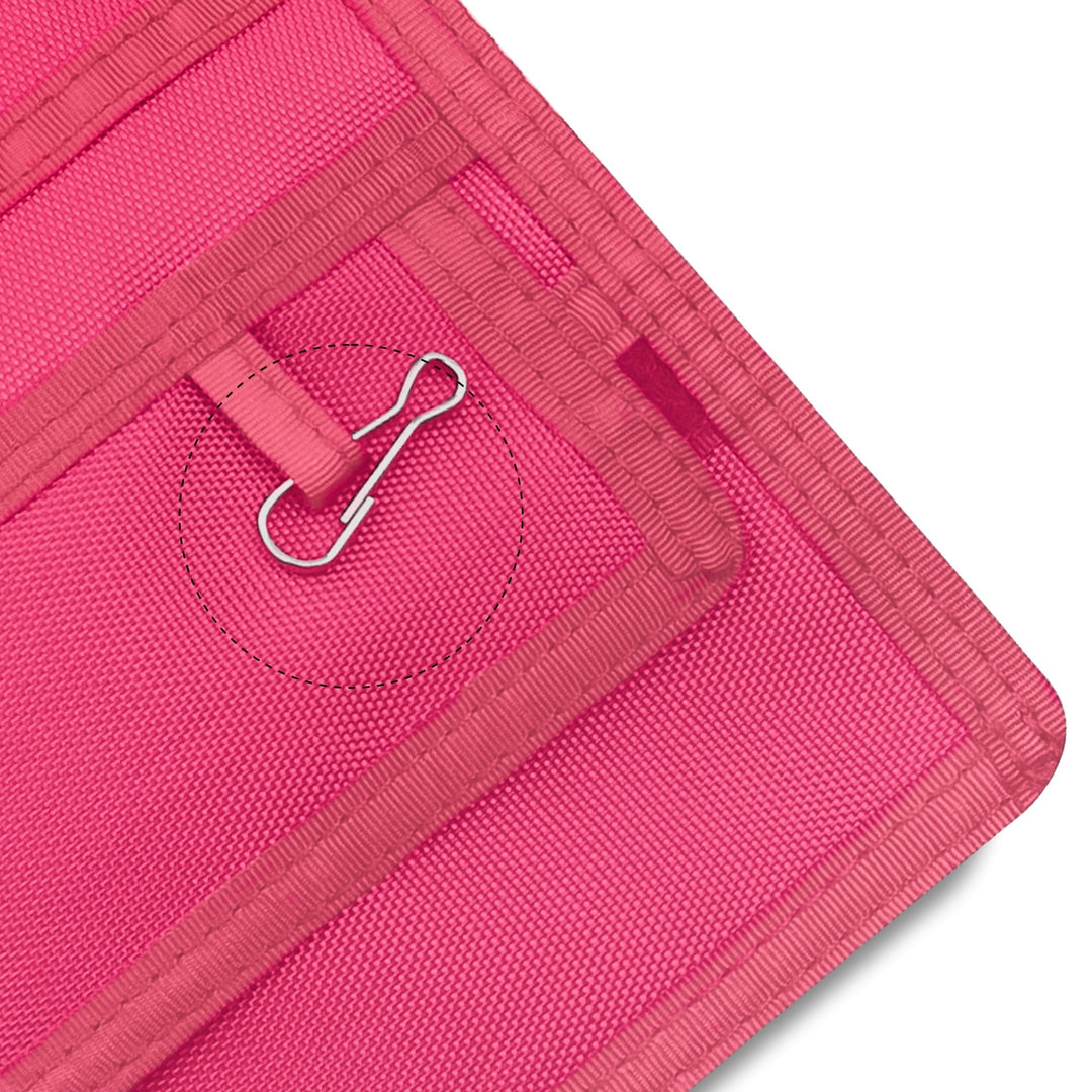 Close-up of a Hot Pink fabric with a metal clip on a white background