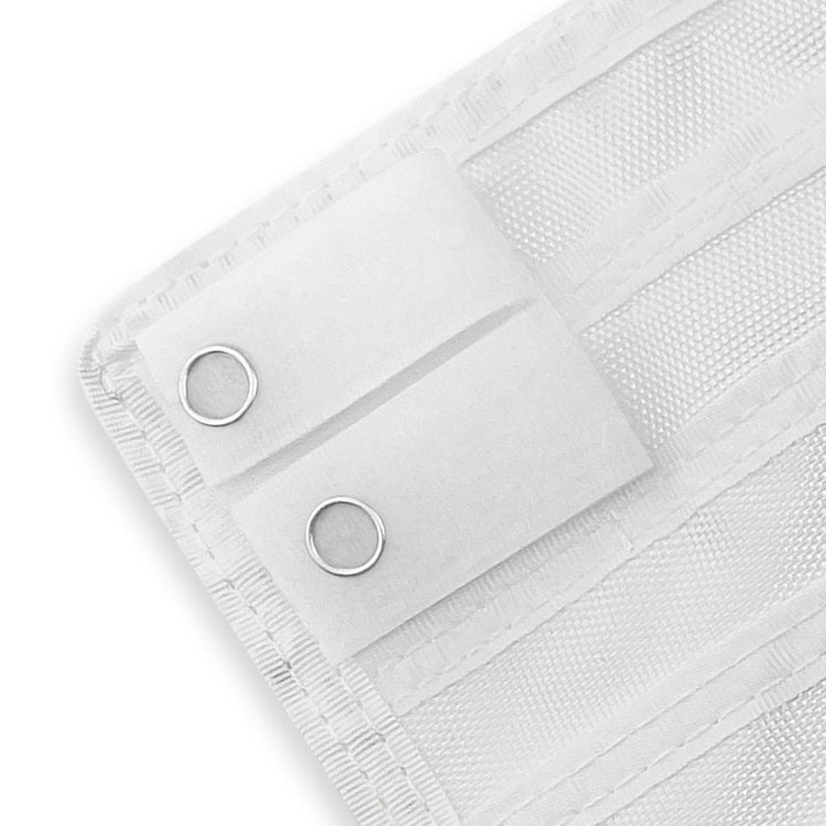 Close-up of a White fabric with grommets on a white background