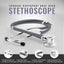 Gray Sprague Rappaport dual head stethoscope on a gray background with features highlighted.