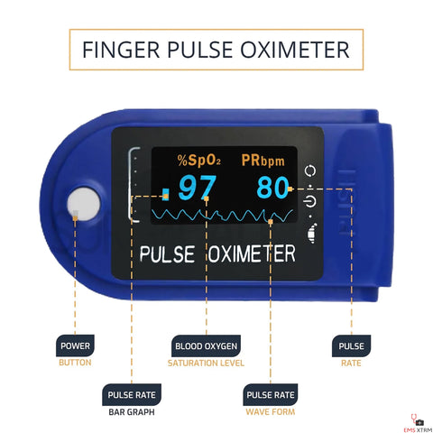 EMS XTRM Fingertip Pulse Oximeter - Portable SpO2 Heart Rate Monitor for Accurate Blood Oxygen Saturation Tracking