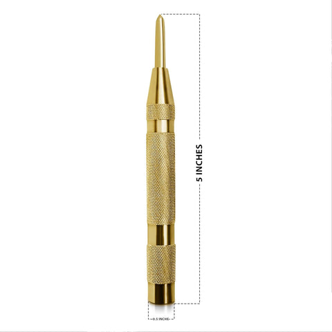 5" Center Punch Spring Loaded - Durable, Multi - Surface Use, Essential Metal Fabrication Tools for Metalworkers, Carpenters - Accurate Punch Center & Woodworking Tool - ASA TECHMED