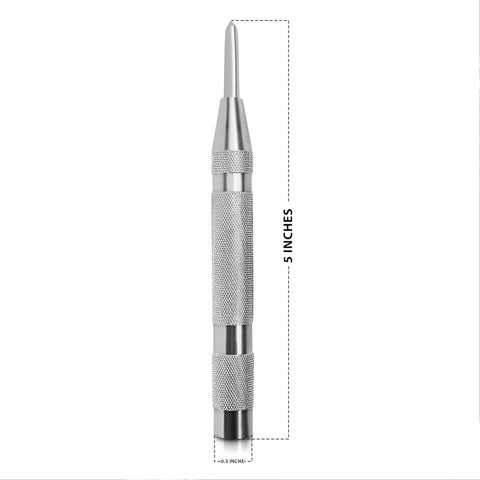 5" Center Punch Spring Loaded - Durable, Multi - Surface Use, Essential Metal Fabrication Tools for Metalworkers, Carpenters - Accurate Punch Center & Woodworking Tool - ASA TECHMED
