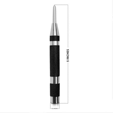 5" Center Punch Spring Loaded - Durable, Multi - Surface Use, Essential Metal Fabrication Tools for Metalworkers, Carpenters - Accurate Punch Center & Woodworking Tool - ASA TECHMED