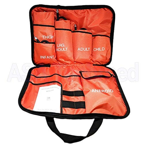 5 Cuff Blood Pressure Aneroid Sphygmomanometer Cuff System and Black Stethoscope - ASA TECHMED