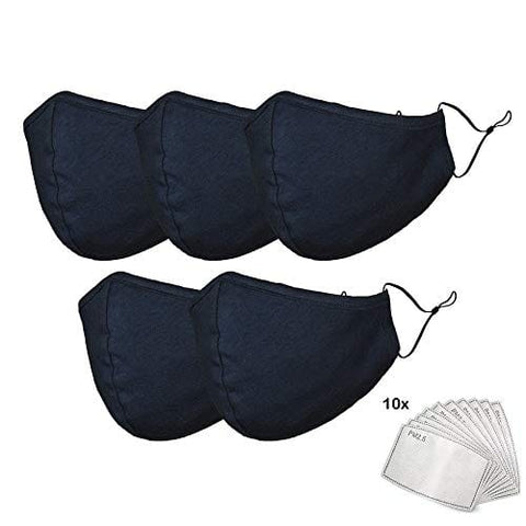 5 Pack Reusable Cloth Face Masks - Washable Cover - ASA TECHMED