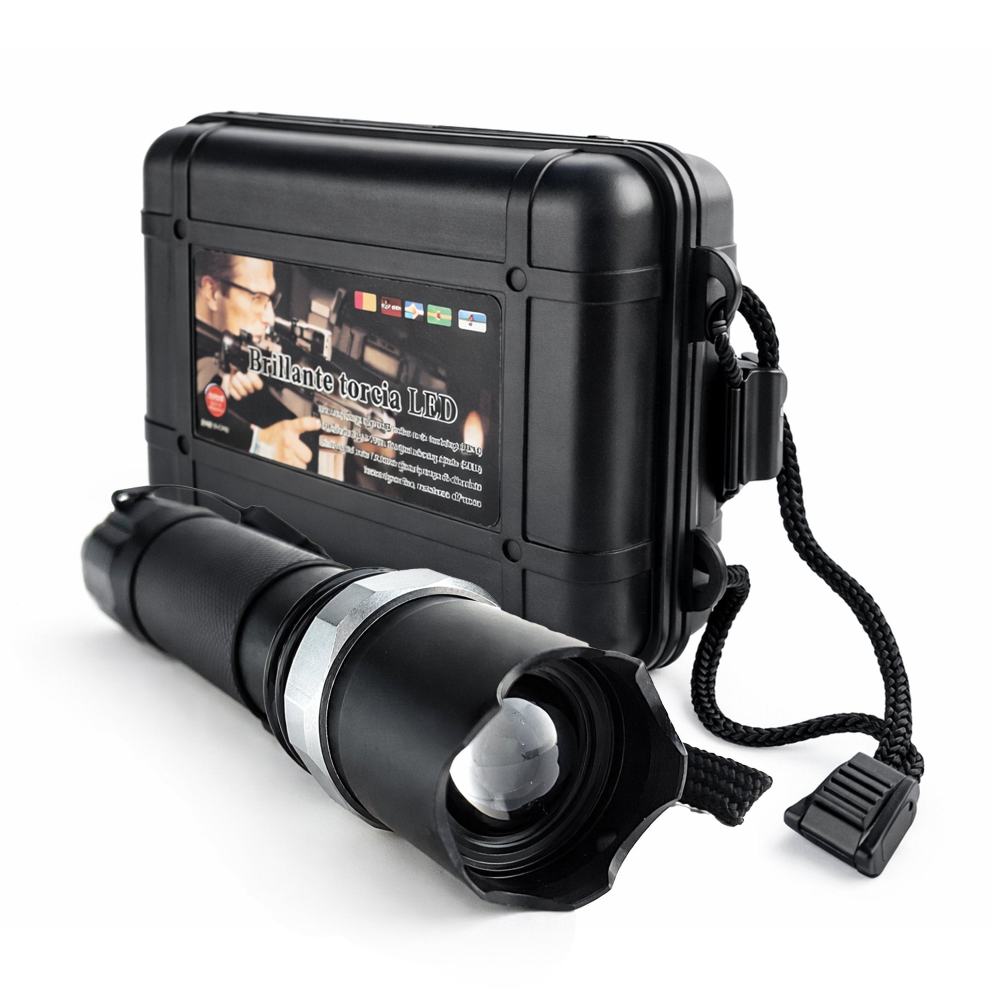 bright 5000lumen led zoom flashlight torch rechargeable 18650 battery charger 5000 Lumen LED Flashlight Kit - Rechargeable Zoom Torch