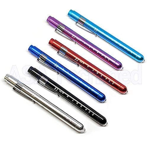 6 Reusable LED Medical Penlight with Pupil Gauge, Nursing Scissors and Penlight, Nursing Supplies Essentials - Clip on Penlight + EMT Shears + AAA Batteries - ASA TECHMED