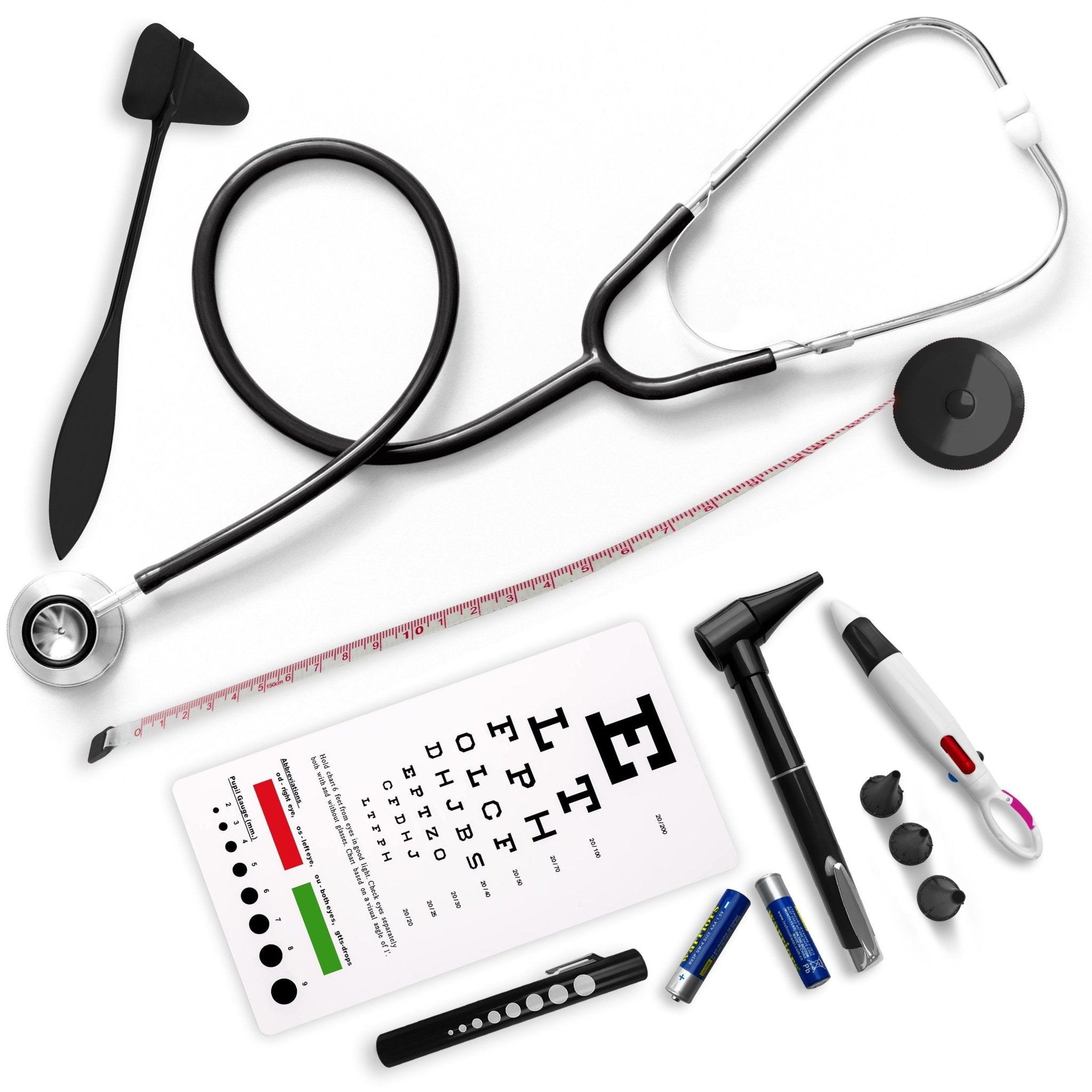 7 - Piece Medical Diagnostic Kit - Stethoscope, Otoscope & Reflex Hammer - ASA TECHMED