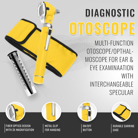 Nurse Essentials Professional Kit with Handheld Travel Case | 3 Part Kit Includes Adult Aneroid Sphygmomanometer Blood Pressure Monitor, Stethoscope, Diagnostic Otoscope - ASA TECHMED