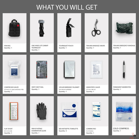 EMS XTRM Emergency Trauma Kit with Ice Pack- Essential Items