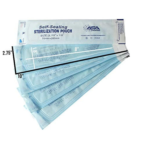 800 Count Self Sealing Autoclave Pouch - 3 Boxes - Paper Blue Film for Cleaning Tools, Tattoo Shops, Dental Offices Choose Your Size by AsaTechmed - ASA TECHMED