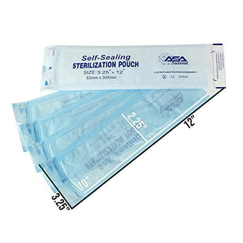 800 Count Self Sealing Autoclave Pouch - 3 Boxes - Paper Blue Film for Cleaning Tools, Tattoo Shops, Dental Offices Choose Your Size by AsaTechmed - ASA TECHMED