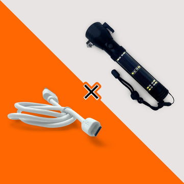 9-in-1 solar rechargeable flashlight-camping survival 9-in-1 Solar Flashlight - Car Rescue Tool & Power Bank