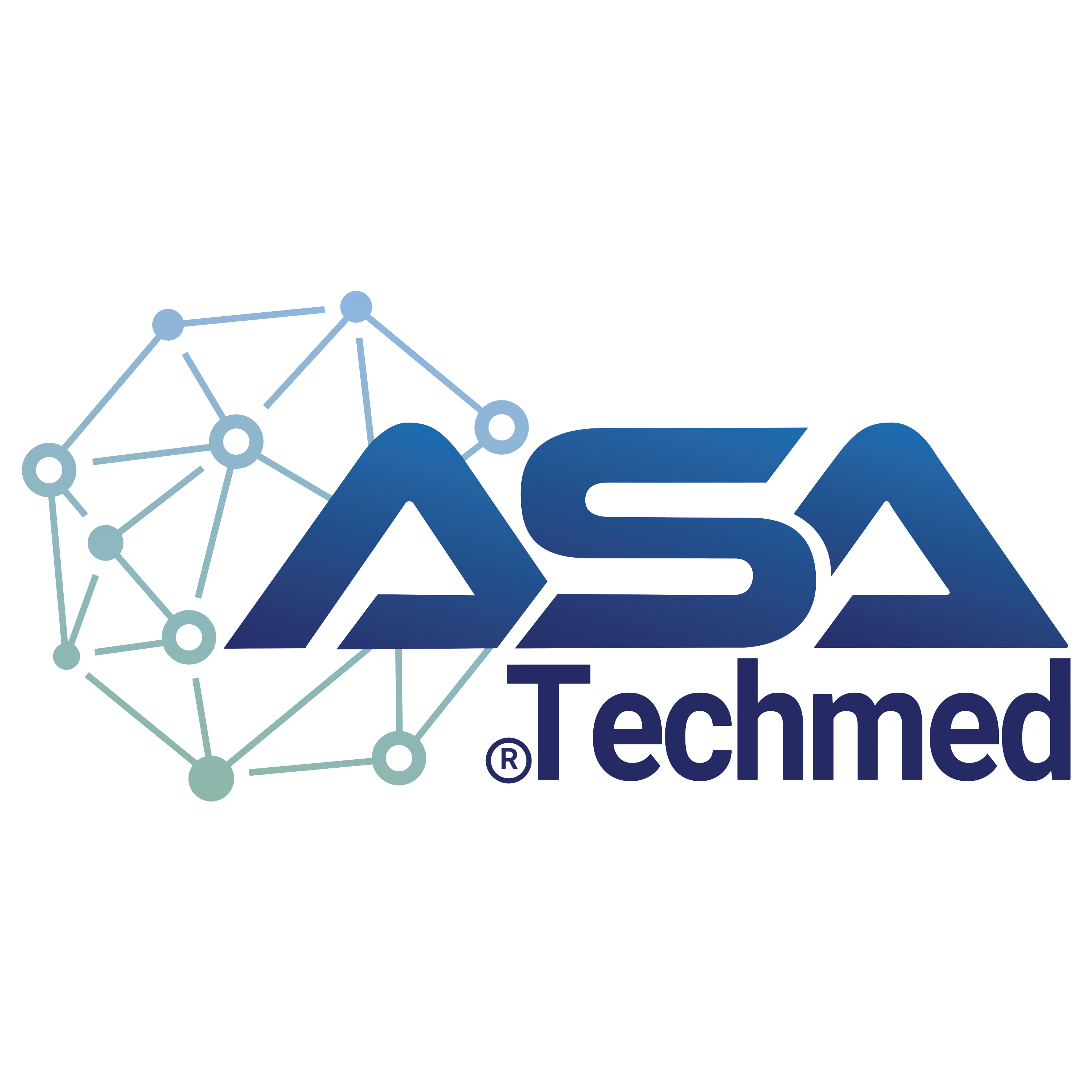 ASA Techmed logo with network design on a white background