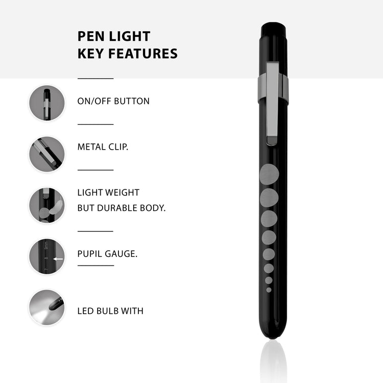 Aluminum Medical Penlight with Pupil Gauge - LED Diagnostic Tool - ASA TECHMED