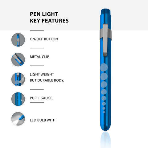 Aluminum Medical Penlight with Pupil Gauge - LED Diagnostic Tool - ASA TECHMED