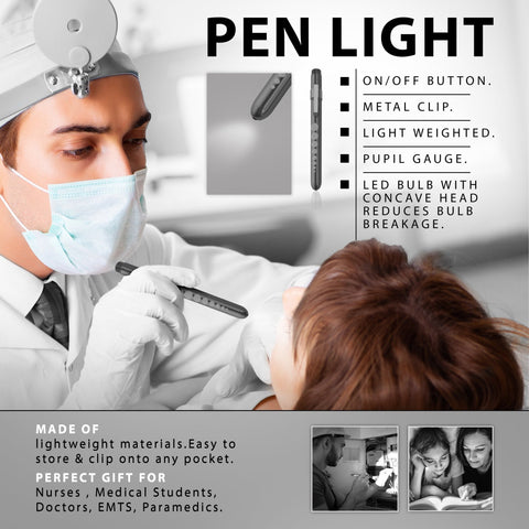 Aluminum Medical Penlight with Pupil Gauge - LED Diagnostic Tool - ASA TECHMED