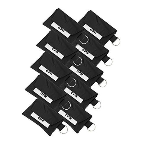 ASA Techmed 10 - Pack CPR Face Mask Key Chain Kit with Gloves | One - Way Valve Face Shield Mask First Aid Kit for Travel, Home, Office, Car, EMS, Firefighters, Nurses, First Responders (Black) - ASA TECHMED