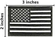 ASA Techmed 4 Pack Black and White US USA Flag Embroidered Patch Military Iron On Sew On Tactical Morale Patch for Hats Backpacks Caps Jackets + More - ASA TECHMED