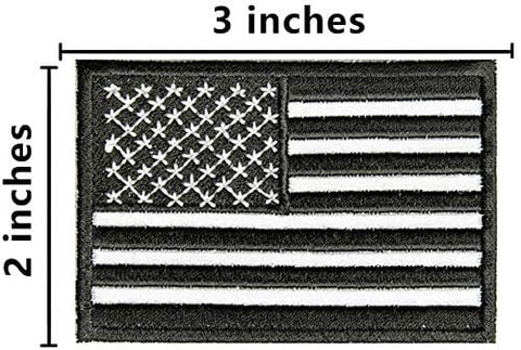 ASA Techmed 4 Pack Black and White US USA Flag Embroidered Patch Military Iron On Sew On Tactical Morale Patch for Hats Backpacks Caps Jackets + More - ASA TECHMED
