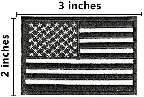 ASA Techmed 4 Pack Black and White US USA Flag Embroidered Patch Military Iron On Sew On Tactical Morale Patch for Hats Backpacks Caps Jackets + More - ASA TECHMED