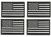 ASA Techmed 4 Pack Black and White US USA Flag Embroidered Patch Military Iron On Sew On Tactical Morale Patch for Hats Backpacks Caps Jackets + More - ASA TECHMED