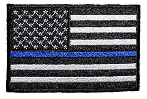 ASA Techmed 4 Pack US USA Flag Embroidered Patch Thin Blue Line Police Emblem Military Iron On Sew On Tactical Morale Patch for Hats Backpacks Caps Jackets + More - ASA TECHMED