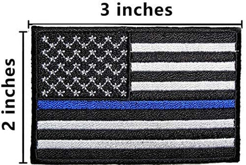 ASA Techmed 4 Pack US USA Flag Embroidered Patch Thin Blue Line Police Emblem Military Iron On Sew On Tactical Morale Patch for Hats Backpacks Caps Jackets + More - ASA TECHMED