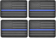 ASA Techmed 4 Pack US USA Flag Patch Thin Blue Line Police PVC Emblem Military Iron On Sew On Tactical Morale Patch for Hats Backpacks Caps Jackets + More - ASA TECHMED