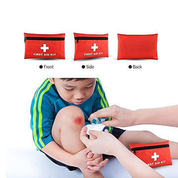 backpacking mini first aid kit ASA Techmed Mini First Aid Kit Travel Size, Small Red Kit With Emergency Foil Blanket, Cpr Respirator, Scissors For Travel, Home, Office, Vehicle, Cam