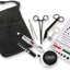 ASA Techmed Medical Utility Pouch Kit w/Snellen Eye Chart, Straight Hemostat Forceps, Lister Bandage Scissors, Tissue Forceps, Penlight, Tape Measure, 4 Color Pen + Keychain (Green) - ASA TECHMED