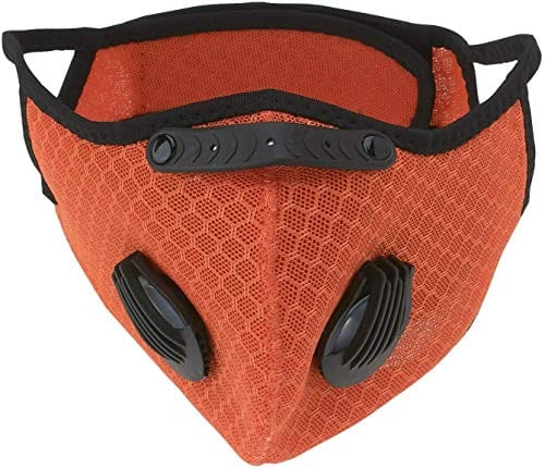 ASA Techmed Reusable Gym/Sports Face mask Dust Mask With FIlter and Dual Valve For easy breathing Adjustable for Running, Cycling and outdoor activities. (Activated Charcoal Filter) (Orange) - ASA TECHMED