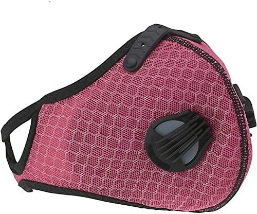 ASA Techmed Reusable Gym/Sports Face mask Dust Mask With FIlter and Dual Valve For easy breathing Adjustable for Running, Cycling and outdoor activities. (Activated Charcoal Filter) (Hot Pink) - ASA TECHMED