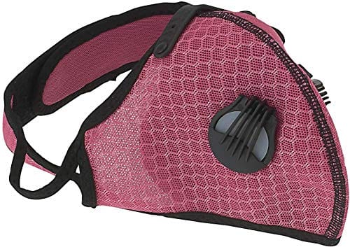 ASA Techmed Reusable Gym/Sports Face mask Dust Mask With FIlter and Dual Valve For easy breathing Adjustable for Running, Cycling and outdoor activities. (Activated Charcoal Filter) (Hot Pink) - ASA TECHMED