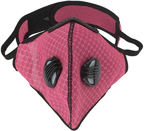 ASA Techmed Reusable Gym/Sports Face mask Dust Mask With FIlter and Dual Valve For easy breathing Adjustable for Running, Cycling and outdoor activities. (Activated Charcoal Filter) (Hot Pink) - ASA TECHMED