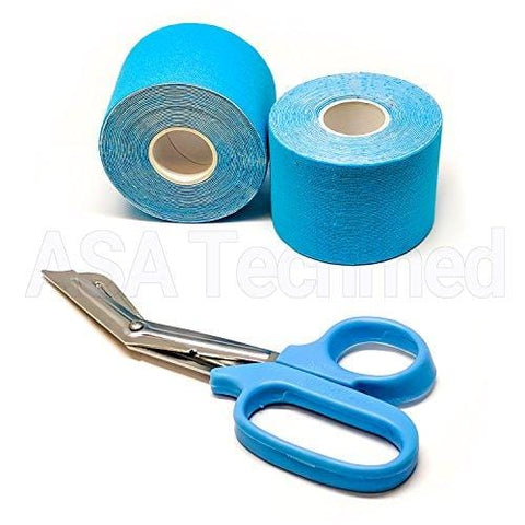 ASA Techmed Sport Kinesiology Tape with Free Matching Shear - 16.5 ft Uncut Roll - Best Pain Relief Adhesive for Muscles, Shin Splints, Knee & Shoulder - 24/7 Waterproof Therapeutic Aid - ASA TECHMED