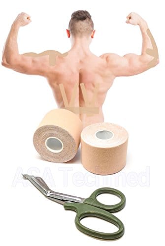 ASA Techmed Sport Kinesiology Tape with Free Matching Shear - 16.5 ft Uncut Roll - Best Pain Relief Adhesive for Muscles, Shin Splints, Knee & Shoulder - 24/7 Waterproof Therapeutic Aid - ASA TECHMED