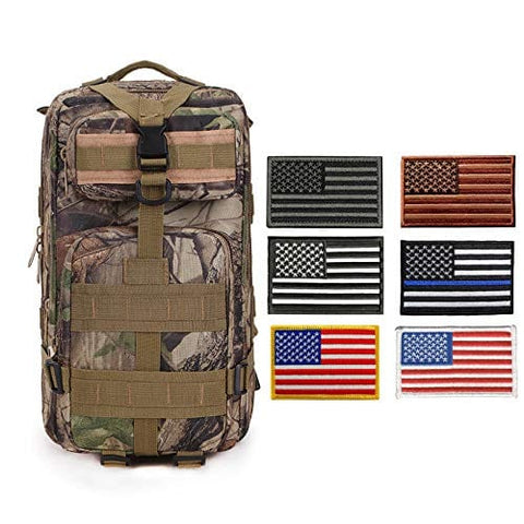 ASA Techmed Tactical Backpack with Waterproof Pouch + 6 Embroidered U.S. Flag Patches for Outdoors, Travel - ASA TECHMED