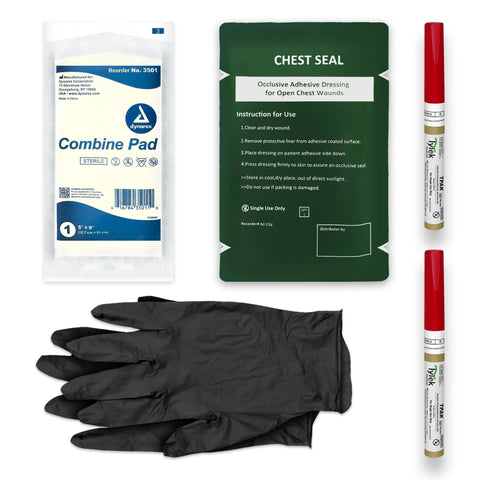Basic Chest Wound Kit with Vented Chest Seal, Trauma Shears, Tourniquet, and Bandages - ASA TECHMED