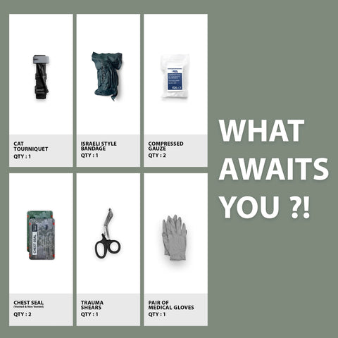 Bleed Control IFAK Kit – Survival Trauma Pack with Tourniquet, Chest Seals & Israeli Bandage - ASA TECHMED