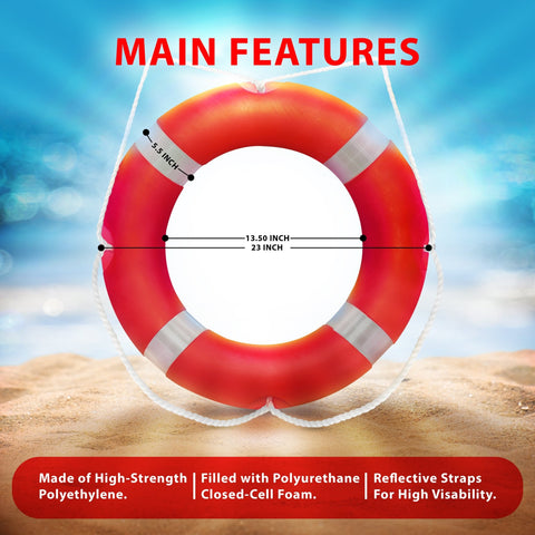 Boat Safety Throw Ring with Floating Rope – SOLAS Life Buoy - ASA TECHMED