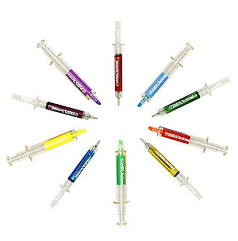 Chirstmas gift for nurse or office stuff 10pc Syringe Highlighter And Pen Set - 5 Syringe Pens + 5 Syringe Highlighters Fluorescent Medical Students, Doctors, Paramedics, Phlebotomists - ASA TECHMED
