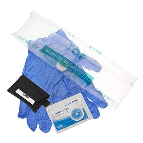 CPR Face Mask Key Chain Kit with Gloves | One Way Valve and Face Shield Mask First Aid Kit by AsaTechmed || for Travel, Home, Office, Boat, Car, EMS, Firefighters, Nurses, First Responders (Black) - ASA TECHMED