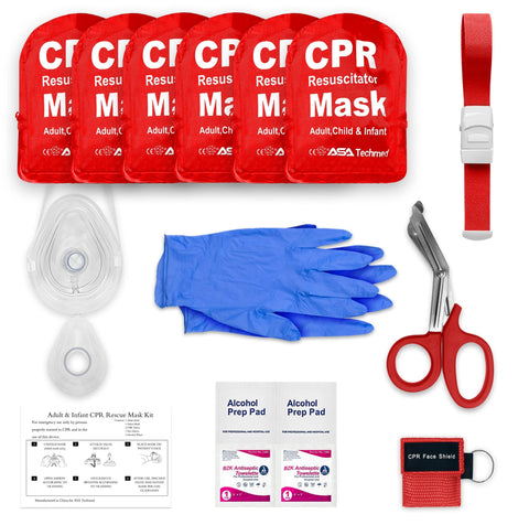 CPR Rescue Mask Emergency Kit with One - Way Valve, EMT Shears, Tourniquet & More - ASA TECHMED