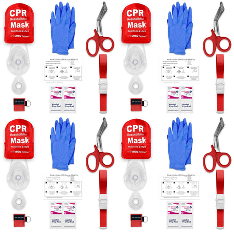 CPR Rescue Mask Emergency Kit with One - Way Valve, EMT Shears, Tourniquet & More - ASA TECHMED